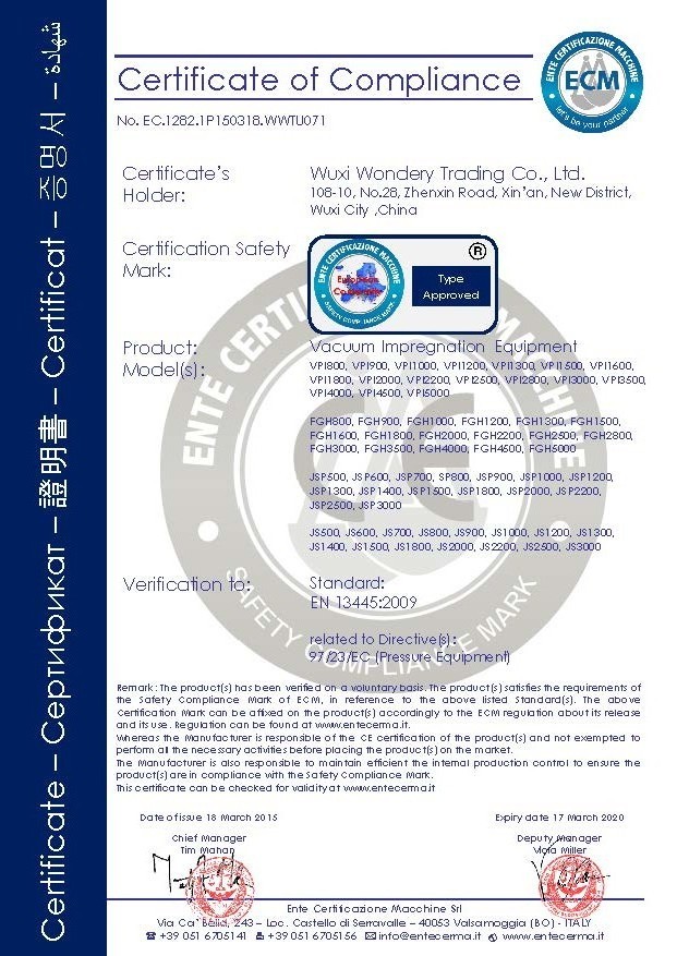 中国 Wondery Trading Co., Ltd 認証